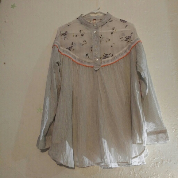 Free People boho blouse in  neutral - Picture 5 of 7